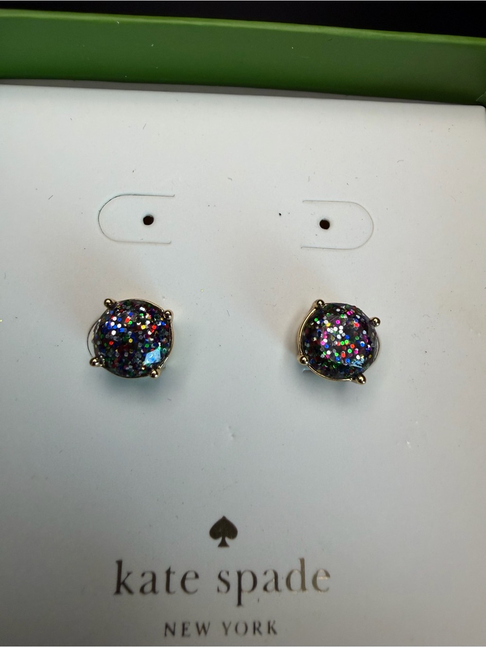 kate spade Gold-Tone Multicolor Glitter Dome Stud Earrings